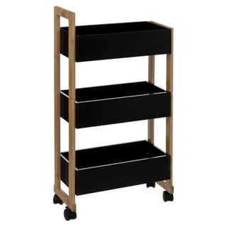 Desserte 3 Niveaux en Bambou  Natureo  80cm Noir
