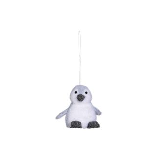 Sujet de Noël Pingouin  Polaire  12cm Blanc & Gris