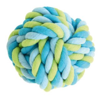 Jouet pour Chien  Balle Corde  15cm Bleu & Vert