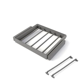 Kit de porte-pantalon à 7tringles et rack ajustable Quartz pour armoires -  glissières extension totale et à fermeture douce -  Module 60cm -  Finition Titane