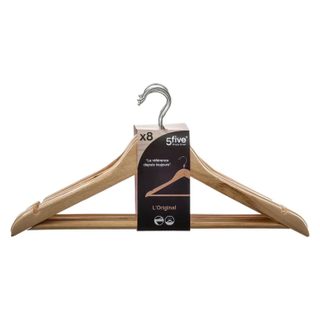 Lot de 8 Cintres en Bois 45cm Naturel