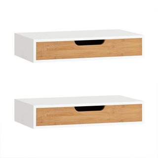 Étagère Murale avec Tiroir Blanc 40x25x8cm FRG92-WNX2