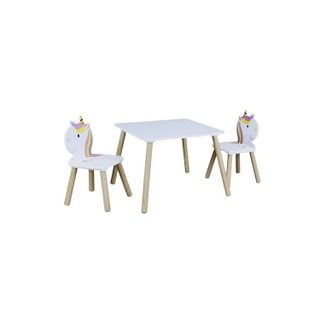 Table & 2 Chaises Enfant  Licorne Lily  55cm Blanc