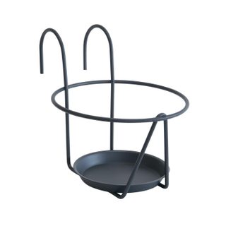 Porte pot soucoupe crochet anthracite - 16-18 cm - acier époxy