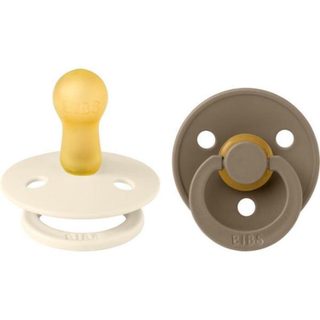 Sucette bébé - BIBS - Colour - Embout rond - Pack de 2 - Caoutchouc naturel - Taille 2 Ivory Dark Oak