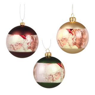 Lot de 3 boules de noël décorées père noël