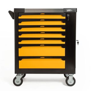 Servante d'atelier 7 tiroirs Porte latérale 4 Roues Verrou à clef Chariot à outils Charge 35 à 45 kg VITO