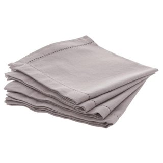 Atmosphera Lot de 4 serviettes de table "Chambray" gris souris 40x40cm - Créateur d'intérieur