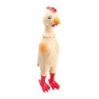 Jouet pour Chien  Poulet  23cm Écru & Rouge