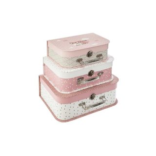 Lot de 3 Valisette de Rangement  Douceur  29cm Rose