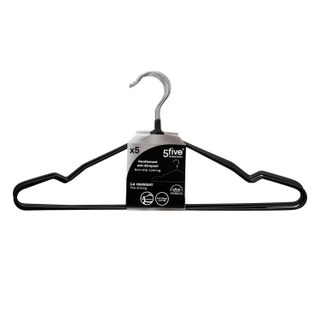 Lot de 5 Cintres Antidérapants  Mat  40cm Noir