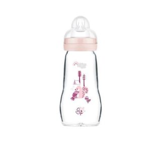MAM Biberon en verre 260 ml Rose Tétine Silicone SkinSoft Taille 2