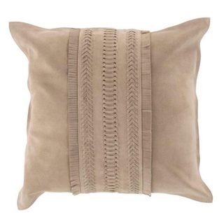 Coussin Déco Carré Cuir  India  45x45cm Gris Clair