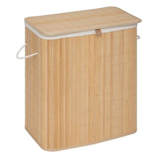 Panier à Linge Double  Bambou  100L Naturel