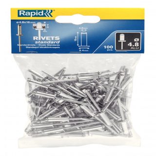 Rapid Lot de 100 rivets aluminium Diam.4.8 x H.16 mm