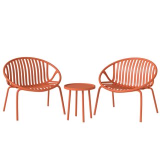 Salon de jardin design vintage 3 pièces 2 places brique