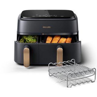 Friteuse sans huile NA352/04 Friteuse sans huile double panier Noir/Doré, Série 3000 9L (3+6L) avec accessoire