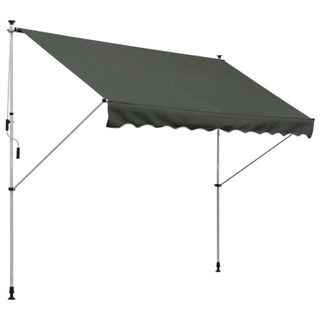 Store banne manuel rétractable 3L x 1,5l m inclinaison et hauteur réglable installation rapide métal alu polyester anti-UV gris