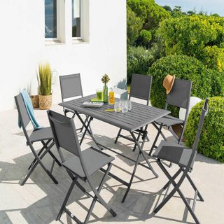 Hesperide Table de jardin pliante rectangulaire "Azua" 6 places graphite en aluminium