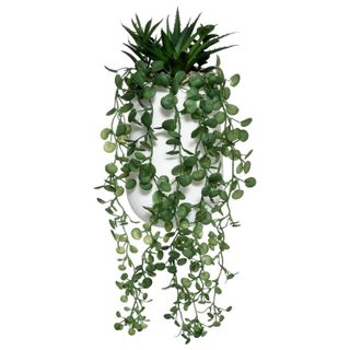Plante Artificielle en Pot  Compo  33cm Blanc & Vert