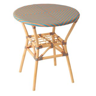 Table à Manger en Rotin  Geo  75cm Orange & Turquoise