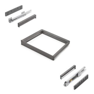 Rack avec glissières à extension totale et à fermeture douce pour accessoires d'armoire Quartz -  562-588mm -  Aluminium et plastique -  Titane