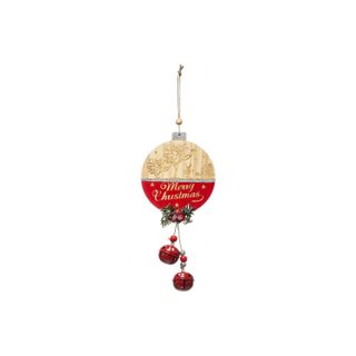 Sujet de Noël Boule  Étoile  33cm Rouge & Beige