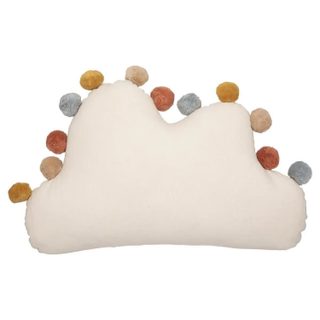 Coussin Enfant Pompons  Nuage  30x50cm Ivoire