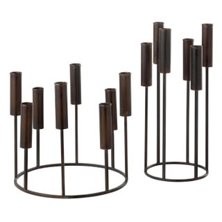 Lot de 2 Chandeliers en Métal  Pierre  37cm Noir