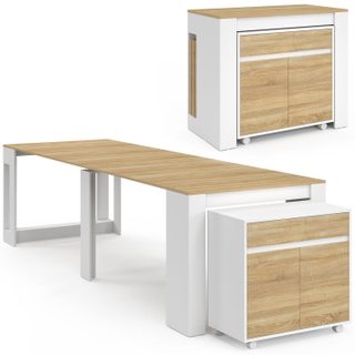 Table buffet extensible orlando 14 personnes 285 cm bois blanc façon hêtre