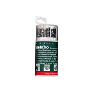Coffret avec assortiment de 18 forets à métaux, à bois