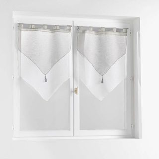 Paire de voilages  duetto  60x120cm gris & blanc