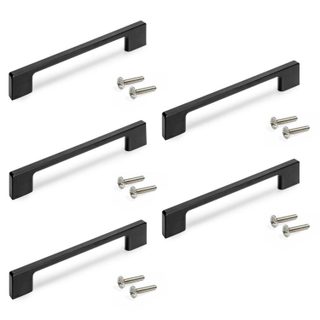 Lot de 5 poignées pour meubles Montréal -  L160mm -  entraxe 128mm -  Zamak -  Peint en noir