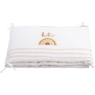 Sauthon Tour de lit bébé en coton blanc - Sunlight - 200x40cm - Chaleureux - Douillet - Décoration