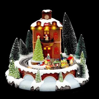 Village de Noël  Gare avec Train  35cm Multicolore