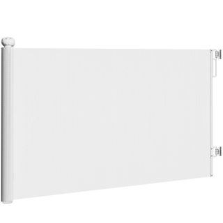 Barrière de sécurité chien rétractable 0-140 cm H.86 cm verrouillage auto alu PVC blanc