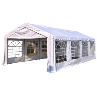 Outsunny Tente barnum tonnelle de réception 798L x 392l x 280H cm polyéthylène imperméable 8 fenêtres et acier galvanisé robuste