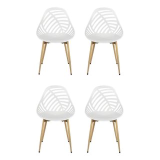 Home Deco Factory Lot de 4 Chaises - Alameda - Ajourées - Grises