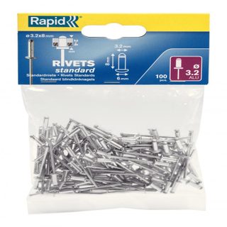 Rapid Lot de 100 rivets aluminium Diam.3.2 x H.8 mm