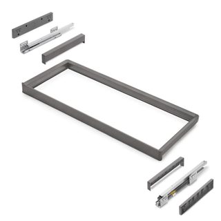 Rack avec glissières à extension totale et à fermeture douce pour accessoires d'armoire Quartz -  912-938mm -  Aluminium et plastique -  Titane