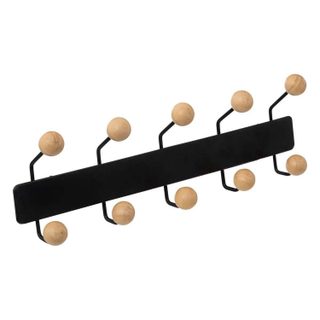 Patère Murale en Bois  10 Boules  44cm Noir