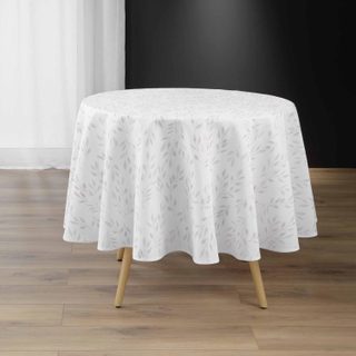 Nappe antitache ronde imprimé  lonigold  180cm blanc
