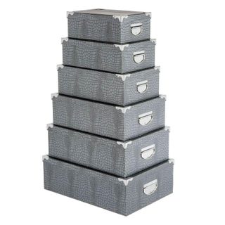 Set de 6 Boîtes de Rangement  Croco  48cm Gris