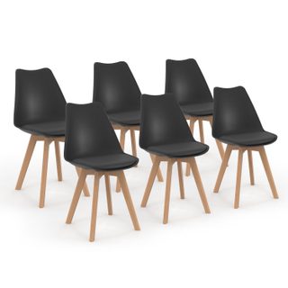 Lot de 6 chaises scandinaves sara noires pour salle à manger
