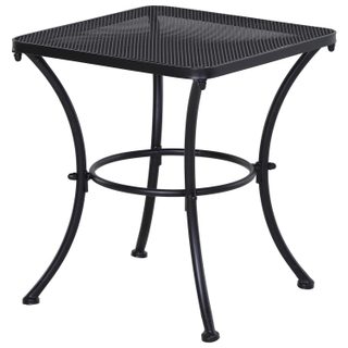 Table basse carrée bistro de jardin dim. 45L x 45l x 50H cm piètement arqué plateau maillé métal époxy anticorrosion noir