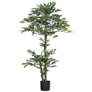 Plante artificielle ficus H.1,5 m troncs branches liane lichen feuilles grand réalisme pot inclus