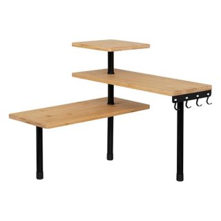 Étagère d'Angle de Cuisine 3 Niveaux  Bambou  43cm Naturel & Noir