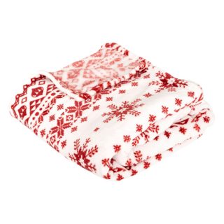 Plaid de Noël motif Scandinave - 130 x 180 cm - Rouge