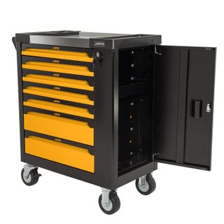 Servante d'atelier 7 tiroirs + 221outils Porte latérale 4 Roues Chariot à outils VITO