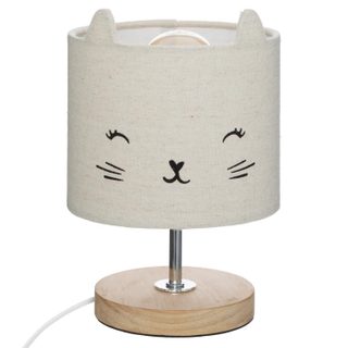 Lampe à Poser Déco  Chat  21cm Gris
